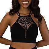 Coobie Women's Seamless Halter Neck Criss Cross Bra Comfort Everyday Bra,Black,One Size
