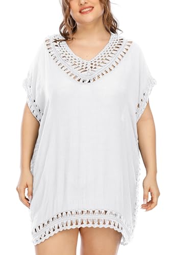 Image of Adisputent Womens Swimsuits Cover Ups Crochet Chiffon Beach Cover Bathing Suit Bikini Wear Coverups Dress