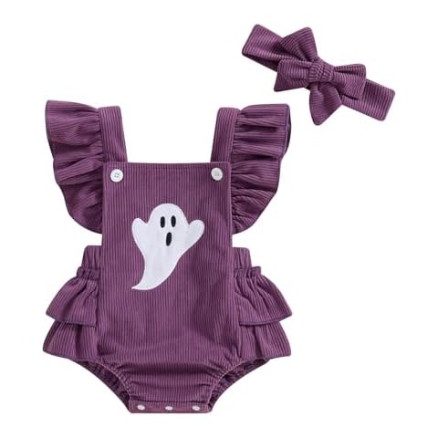 Bufarromio Baby Girls Halloween Corduroy Romper Cover
