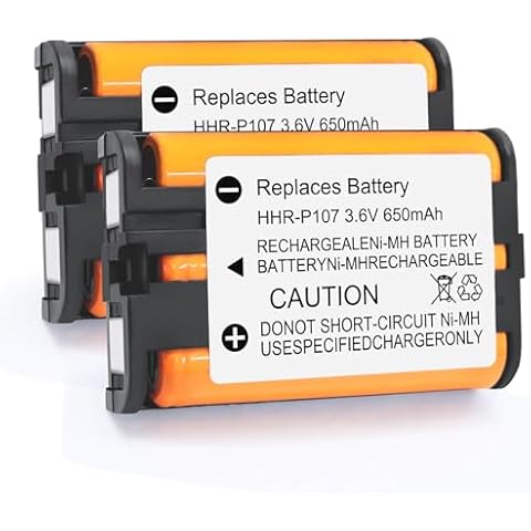 EOCIK 2PACK HHR-P107 NI-MH Rechargeable Battery 3.6V 650mAh Replacement Batteries for Panasonic Cordless Phone Cover