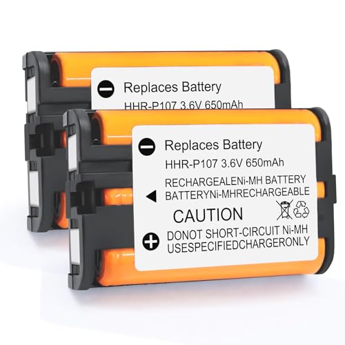 2-Pack HHR-P107 3.6V 650mAh Battery