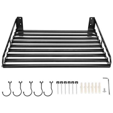 Ladieshow Soporte Microondas Pared con Ganchos (Negro) Cover