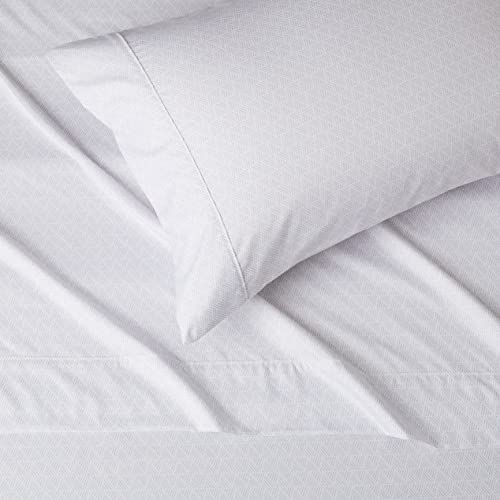 Amazon Basics Lightweight Super Soft Easy Care Breathable Wrinkle Resistant Brushed Microfiber 3 Piece Bed Sheet Set with 14-Inch Deep Pockets, Twin, Gray Crosshatch, Printed by Amazon Basics - Image 3