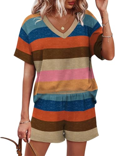XIEERDUO Lounge Sets for Women Shorts Pajamas for Women Set 2 Piece Sets Resort Wear Cruise Outfits Beach Vacation Clothes Xl