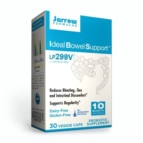 Jarrow Formulas Ideal Bowel Support - 10 Billion CFU Per Serving - Bowel Support - Reduces Bloating, Gas & Intestinal Discomfort - Up to 30 Servings (Veggie Caps)