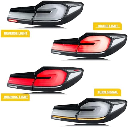 LED Tail Lights Assembly Compatible with BMW 5-Series G30 F90 M5 2017-2020 Start-up Animation Sequential Turn Signal Grey White Rear Lamps Accessory — 사진 2