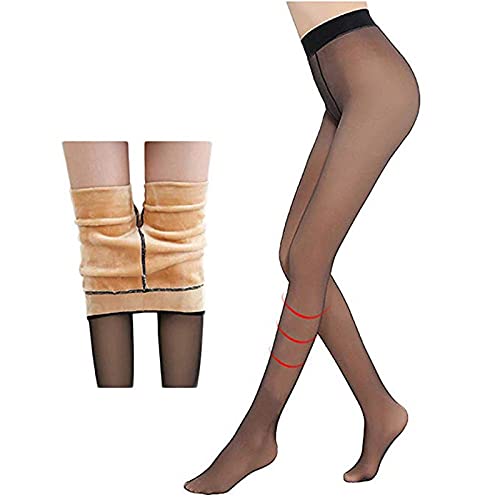 Gokame Collants thermiques en polaire chaude pour femme avec jambes synthétiques et doublure polaire, noir, Medium, GU-589 Cover