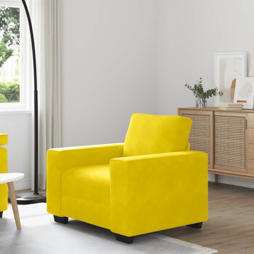 Hommdiy Sessel Gelb 60 cm Sofasessel Fernsehsessel Relaxsessel Einzelsofa Relaxsofa Loungesessel Wohnzimmer Polstersofa Samt