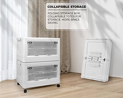 Symwal Extra Large Bins With Lids, Folding Storage Box, Stackable Storage Bins , Storage Bins With Wheels, Collapsible Outdoor Storage Bins,2 Packs 28Gal Storage Cabinet #TOP5