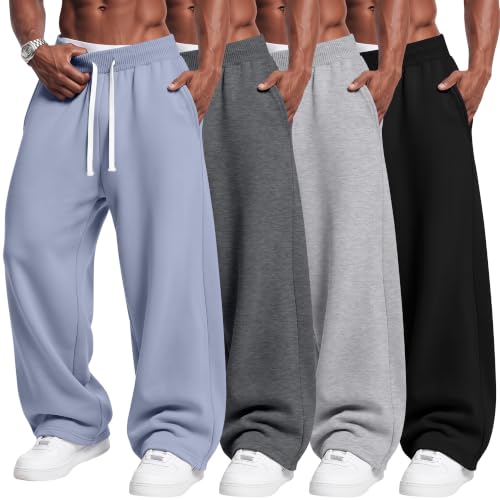 August Alley 4 Pack Men's Open Bottom Sweatpants with Pockets XXL 4Color