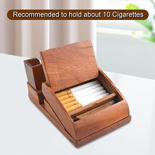 Wooden Cigarette Case,New Automatic Bounce Cigarette Case Desktop Cigarette Box,Press-Type Cigarette Case Box Can Hold 16 Regular Size Cigarettes, Very Suitable As A Business Gift (Redwood) #TOP2