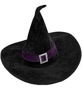 YRDQNCraft Halloween Witch Hat Satin-Soft Black Witch Hat Black Halloween Witch Sorceress Hat for...