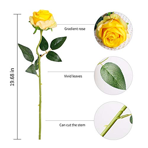 image for Luyue 10PCS Artificial Roses Flower with Stems Slik Fake Flowers Bouqu