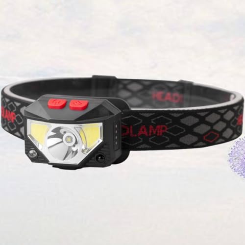TOYANDONA Linterna Frontal LED Recargable USB Negra, Lámpara de Cabeza Xpg Cob Luz Roja y Blanca para Camping, Pesca Nocturna y Senderismo al Aire Libre - imagen 3