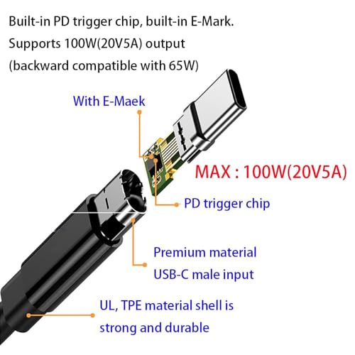 Câble USB C vers DC 5.5 x 2.1mm durable de 1.8m avec puces de protection PD
