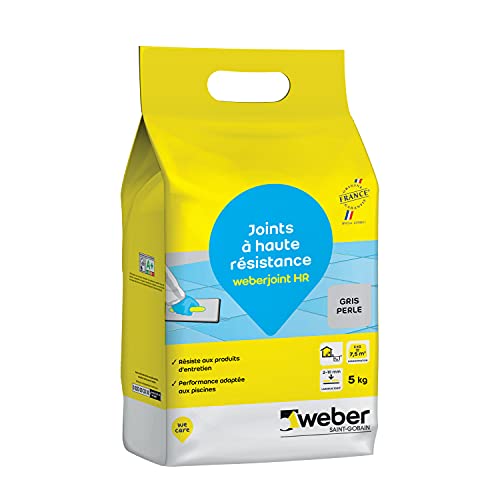 Joint de carrelage adapté piscine, Haute Résistance, Gris Perle, Weberjoint HR 5KG, WEBER