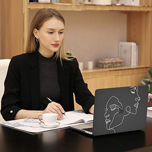 MOSISO Compatible with MacBook Pro 13 inch Case 2023 2022 2021-2016 M2 M1 A2338 A2251 A2289 A2159 A1989 A1706 A1708, Plastic Face Sketch Hard Shell & Keyboard Cover Skin & Screen Protector, Black