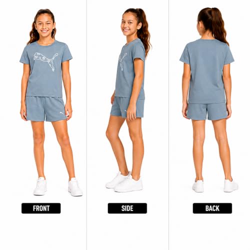Image of PUMA Girls Athletic Shorts Set - 2 Piece Active Performance TShirt and Gym Bike Kids Shorts Girls Activewear Set (7-14)