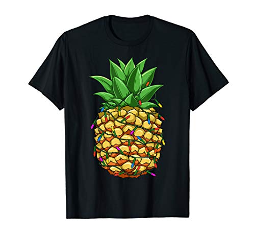 Pineapple Christmas Lights Hawaiian Mele Kalikimaka T-Shirt