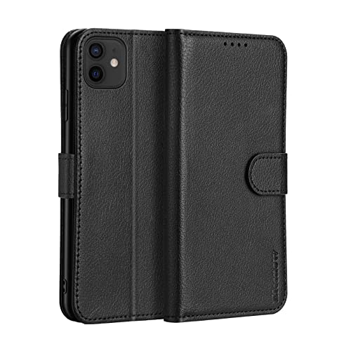 ELESNOW Coque pour iPhone 11, Flip Cuir Coque en Porte-Cartes Stand Support Antichoc Etui Magnétique Protection Housse Coque Compatible pour iPhone 11-6,1" (Noir) Cover