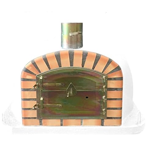 White Deluxe Extra Wood Fired Pizza Oven, Orange Arch, Gold Door, 80cxm Cover