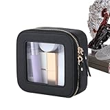 Bolsa de maquillaje impermeable, bolsa de maquillaje multiusos transparente, ligera y moderna, con cremallera para viajes de negocios, Black, Consulte la descripción, Unisex
