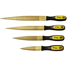 Golden Wood Rasp 4Piece Set, Fine Cut, 4"-6"-8"-10", for Wood, Leather, Soft Metals, Soft Plastic, Quality High Carbon Steel Tapered Rasp File 4-Pack