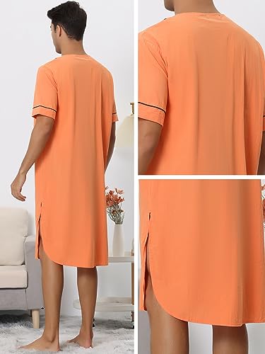 Lars Amadeus Nightshirts for Men's Short Sleeves Henley Neck Comfy Sleepwear Nightgown4