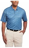 Pebble Beach Men's Short Sleeve Dry-Luxe Performance Polo Shirt (X-Large, Heathered Blue Stripe)