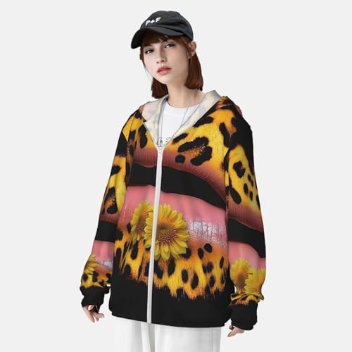 Veste à capuche avec fermeture éclair intégrale UPF 50+ imprimé léopard - 6