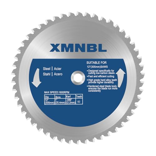 12 Inch Metal Cutting Saw Blade,Compatible with Evolution S380CPS Circular Saw,Replacement for Evolution 12BLADEST Metal Cutting Saw Blade,12 Inch x 60 Teeth,1 Inch Center Shaft,3 Warranty