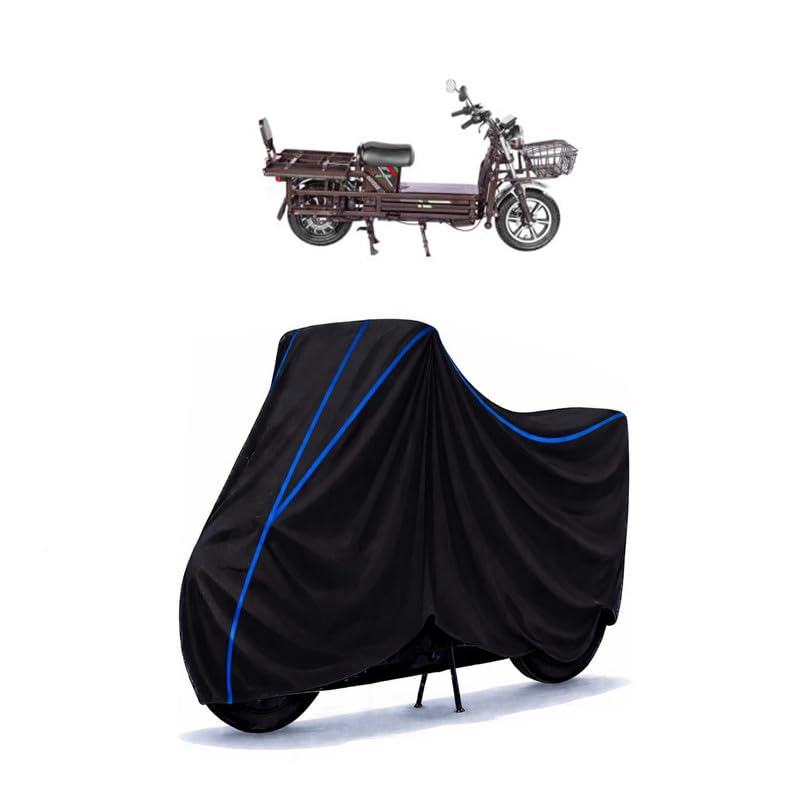 Image of Scooty Cover Water Resistant for Electric Trot | Universal Scooter & Bike Cover | Heavy Duty UV Dust, Rain & Scratch Protection | Elastic Fit All Weather Indoor Outdoor | Black with Blue Piping