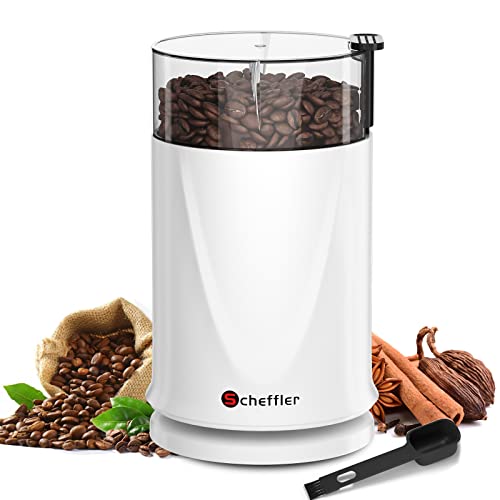 Scheffler Kaffeemühle 200W Elektrische Kaffeemühle für Bohnen, Nüsse und Getreidemühle mit 304 Edelstahlmesser 50g…