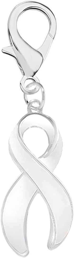 Beautiful Ribbon Hanging Charms for All Causes, Diseases, and Cancer - Ideal for Bracelets, Purses, Zipper Pulls on Jackets, Backpacks, Pet Collars - Perfect for Fundraising and Support Groups