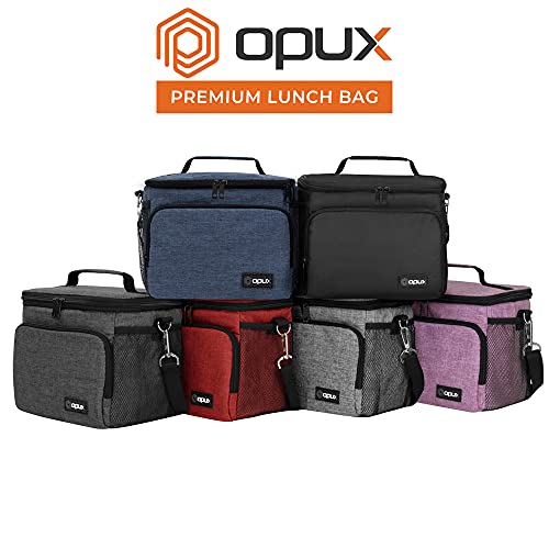 opux Insulated Lunch Bag for Men Women, Soft Lunch Box for Office Work School Picnic, Leakproof Lunch Cooler Bag with Shoulder Strap for Kid Adult Boy Girl, Medium Lunchbox Lunch Tote (Black) by opux - Image 8