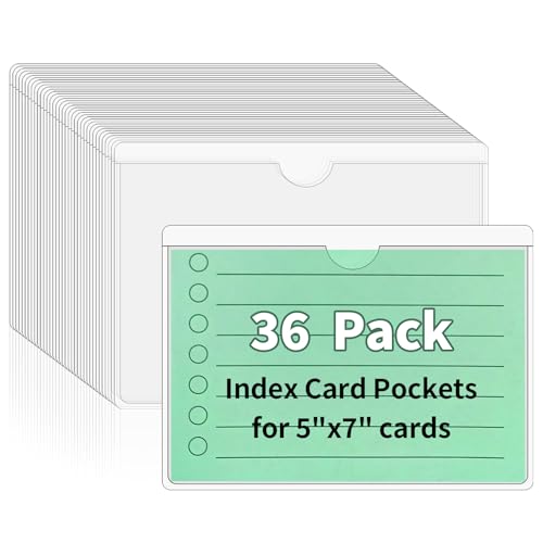 NIUBIER Storage Bin Labels, 36 Pcs Clear Adhesive Pockets, for 5×7 in Card