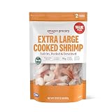 Amazon Grocery, Extra Large Cooked Shrimp, Tail On, Peeled & Deveined, 2 Lb (Previously Amazon Fresh Brand...