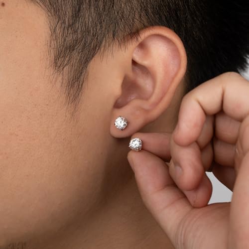 Moissanite Stud Earrings for Men, 2/3 CT Lab Created D Color VVS1 Moissanite Earrings for Men 925 Sterling Silver, Hypoallergenic Jewelry Gift2