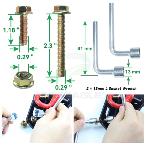 Image of [Upgraded] Universal Heavy Duty Zero Turn Mower Trailer Hitch | Including Red Lawn Mower Trailer Hitch Pin, Hardware kit(4 Bolts+2x Nuts+1 R-Clip) and L Socket Wrench