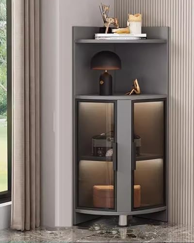 GDVXYS Vitrina de cristal con luz LED para...