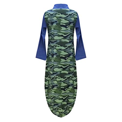 Robe longue décontractée avec manches imprimées et fermeture boutons - 3