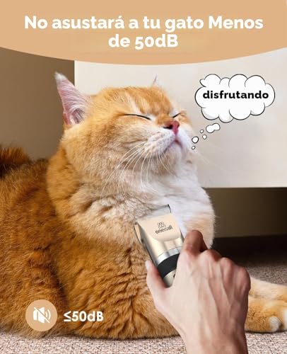 Miniatura 4 de Oneisall Maquina De Cortar Pelo Para Gatos Silenciosa, Con 6 Peines De Guía Máquina Cortar Pelo Perro Gato Cortador De Pelo Recargable Oro