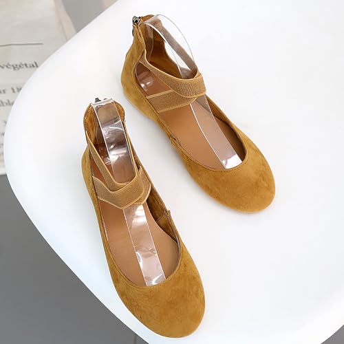 Women's Satin Elastic Ankle Straps Ballet Flats with Back Zipper Breathable Comfort Round Toe Soft Bottom Ballet Shoes for Prom Party Dressy Shoes4