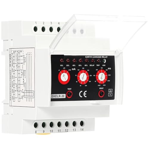Relais de fuite à la terre EKELR-30 réglable 30mA à 30A CA 230V