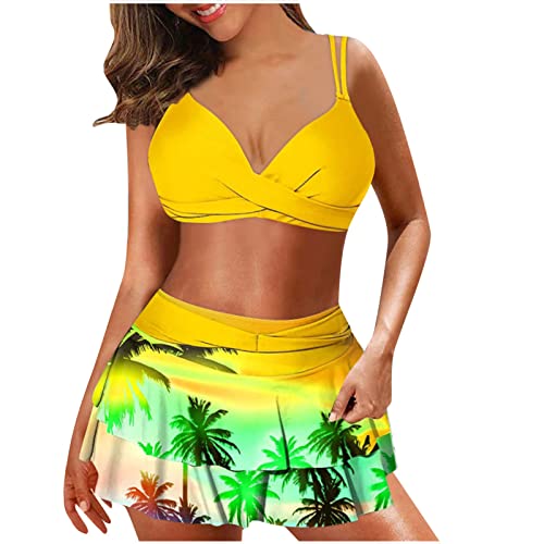 Mujer Bikini 2022 Trajes de Baño Dos Piezas Playa Conjunto de Bikinis Impresión Sexy Falda Moda Push up Bikini Cintura Alta Tankinis Beachwear Bañador Vacaciones SPA Hawai