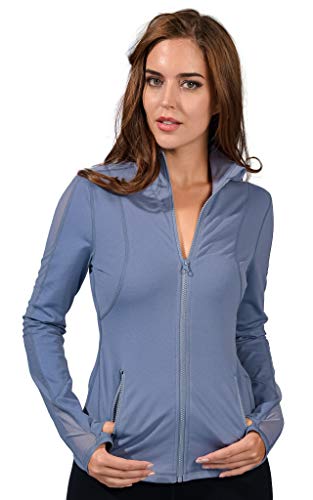 90 Degree By Reflex Womens Full Zip Mesh Detail Running Track Jacket - Stonewash - Large
