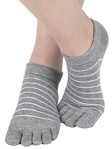 Image of Sintege 5 Pairs Stripe Toe Socks Women Colorful Finger Sock with Toes Separated Ankle Socks for Athletic Running Women Men