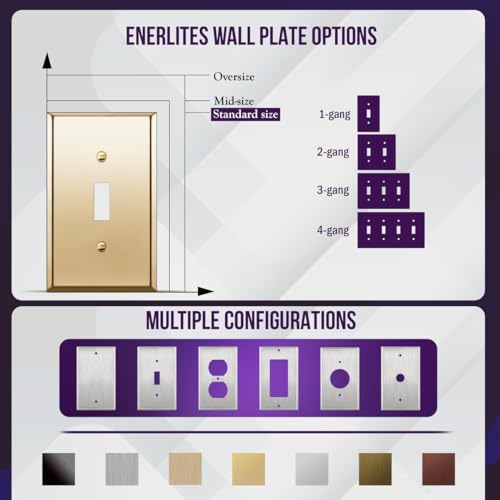 ENERLITES Toggle Light Switch Metal Wall Plate, Stainless Steel 201, Corrosion Resistant, Size 3-Gang 4.50" x 6.38", 7713-PB, Polished Brass, Gold by ENERLITES - Image 5