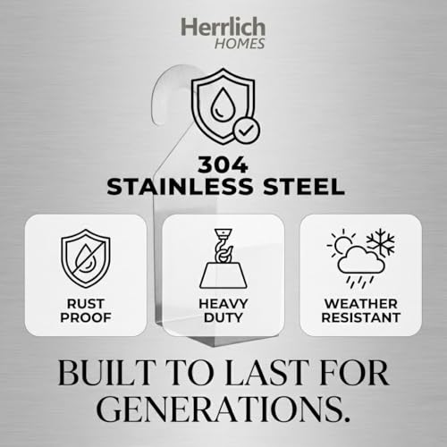 Image of Herrlich Homes Durable Heavy Duty 304 Stainless Steel Garden Pipe Stand | Wall Mounted Watering Hose Holder | Portable Irrigation Hose Hanger | Garden Pipe Holder Hook | Pack of 2 | Steel