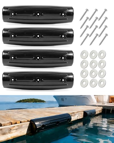 OCEANBROAD Dock Fender Bumpers 4 Pack, 17-Inch Horizontal Dock Bumpers for Edge, Black, UV-Resistant Inflatable PVC Side Guard with Hardware, Durable for Boat and Dock Protection, Easy Installation